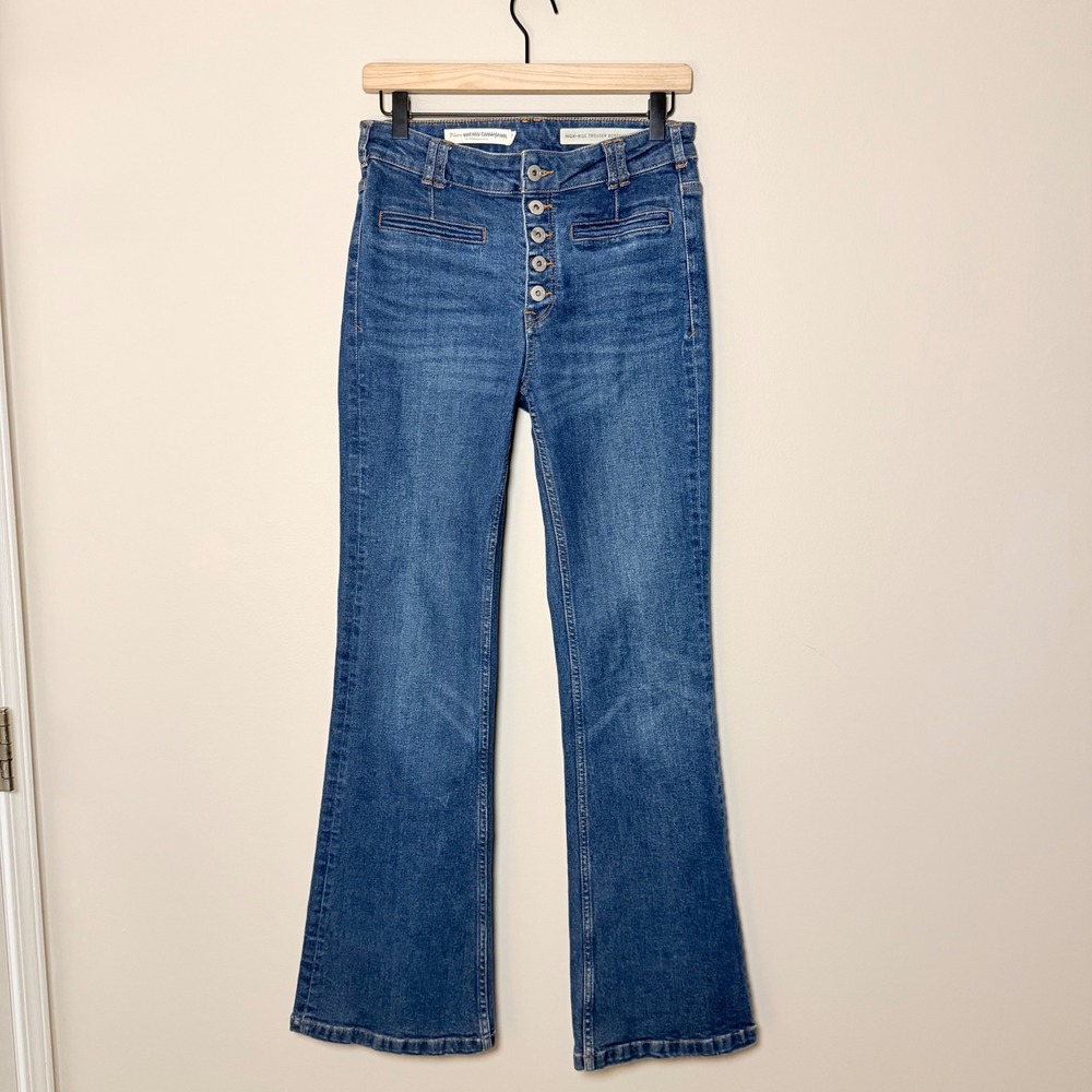 Pilcro Letterpres Anthropologie High Rise Trouser Bootcut Jeans Button Fly SZ 27